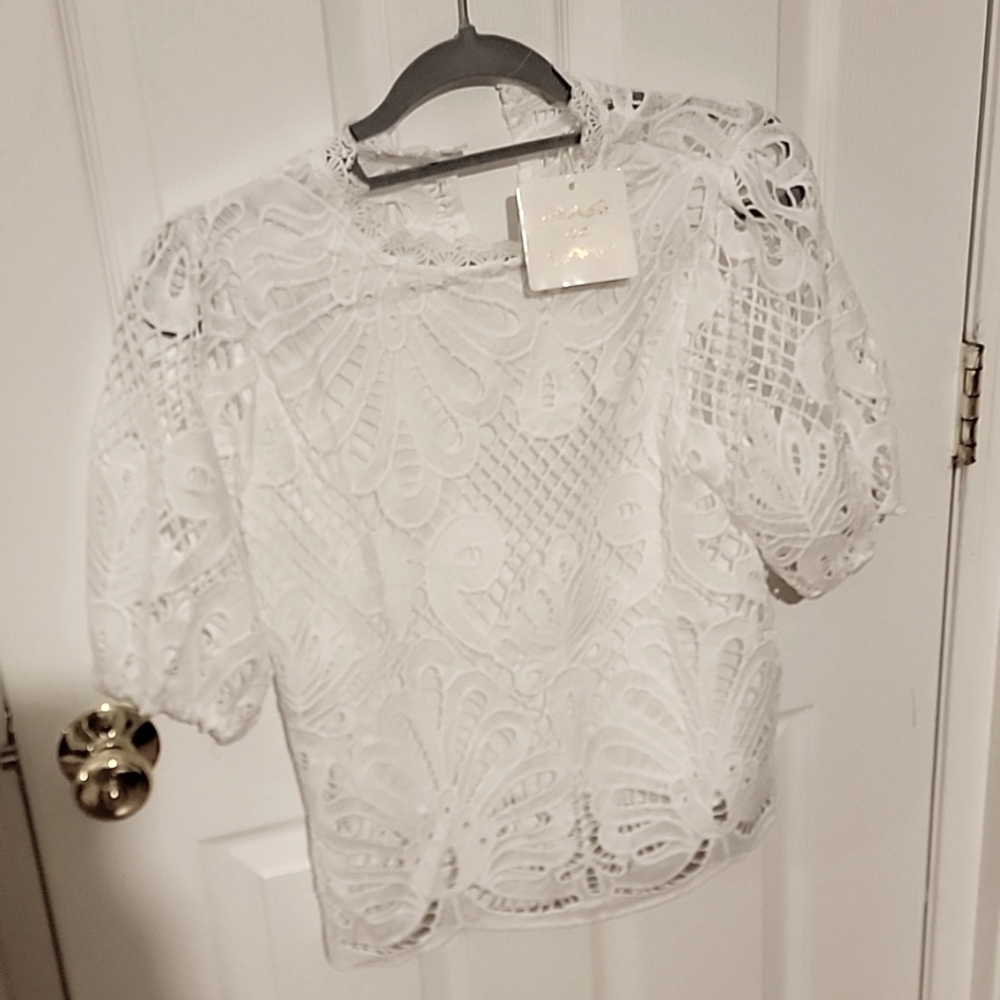 LACY PUFFED SHORT SLEEVES BLOUSE!!❤️